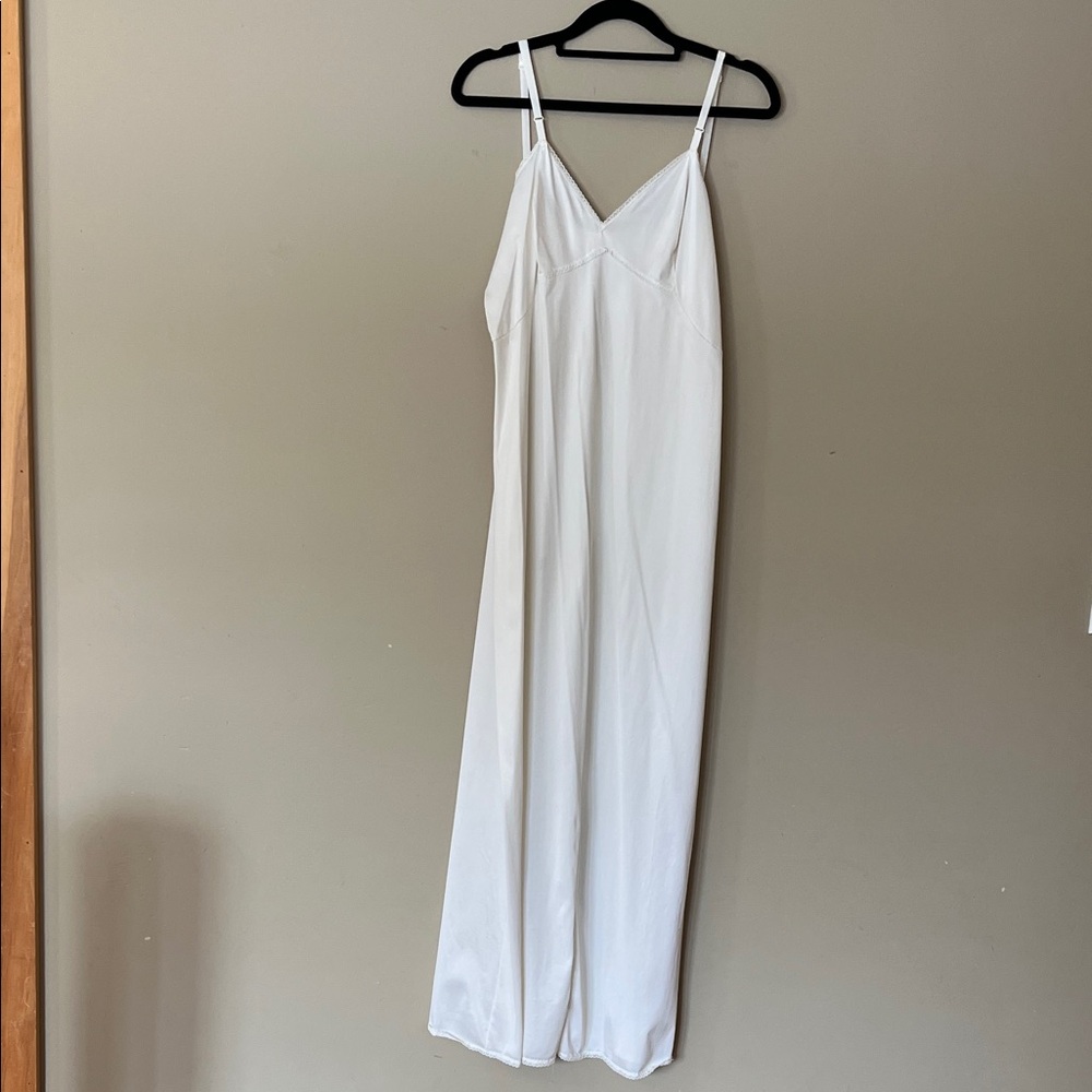 Vintage White Satin Slip Dress with Spaghetti Straps